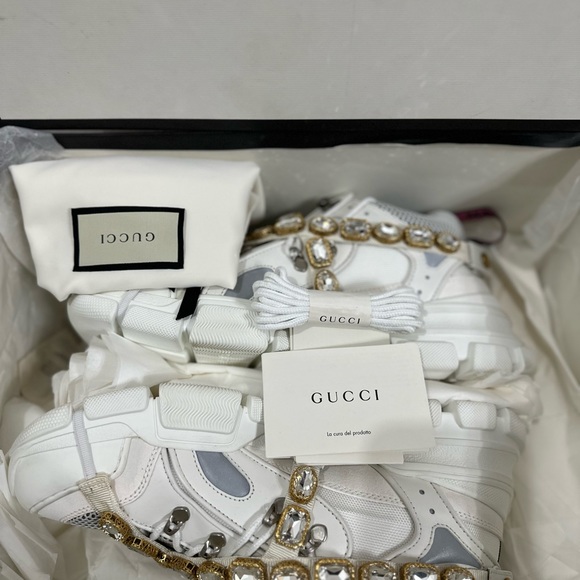 Gucci Flashtrek White Sneakers With Removable Crystals size 10 - Picture 14 of 14